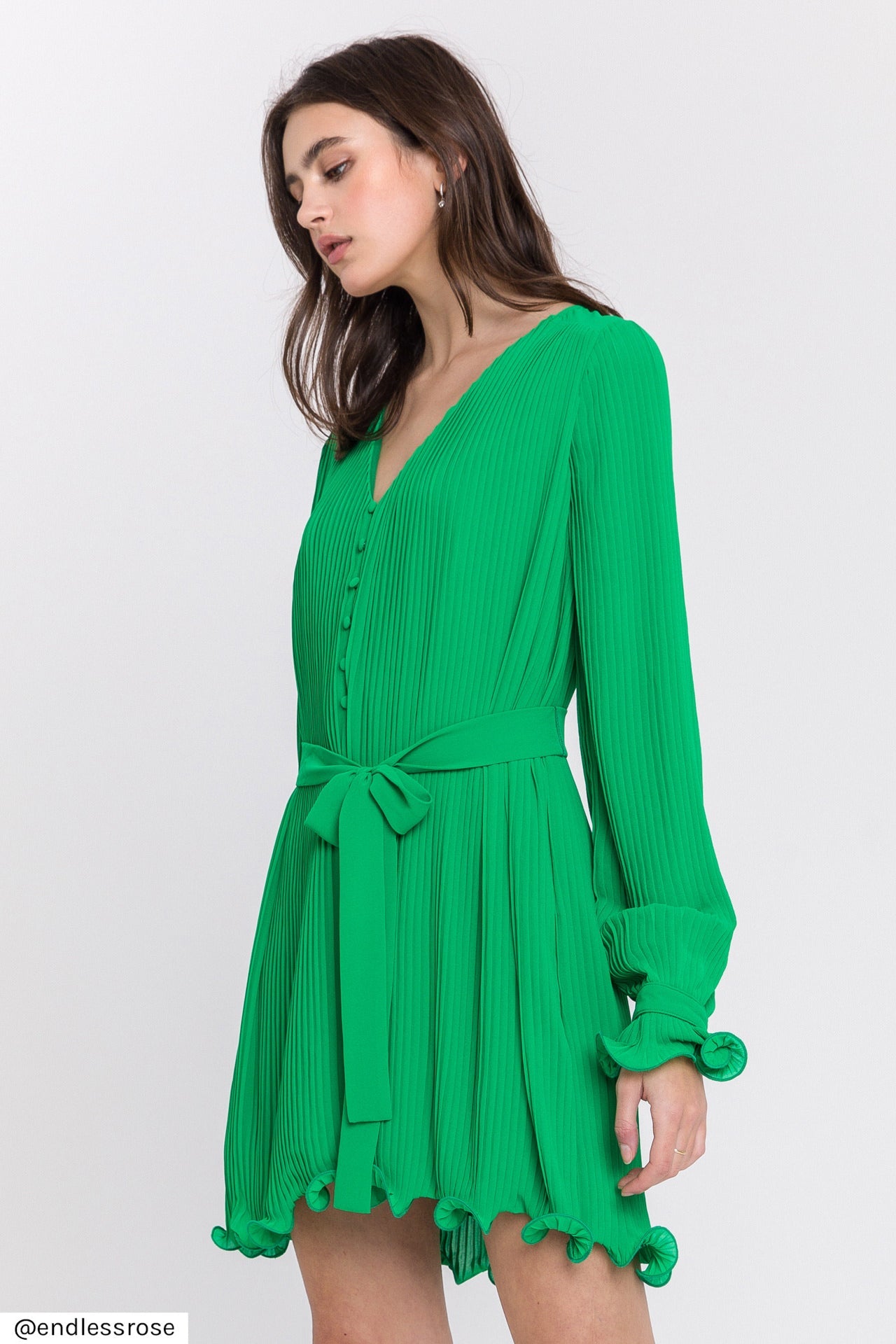 ENDLESS ROSE - Chiffon Pleated Mini Dress - DRESSES available at Objectrare