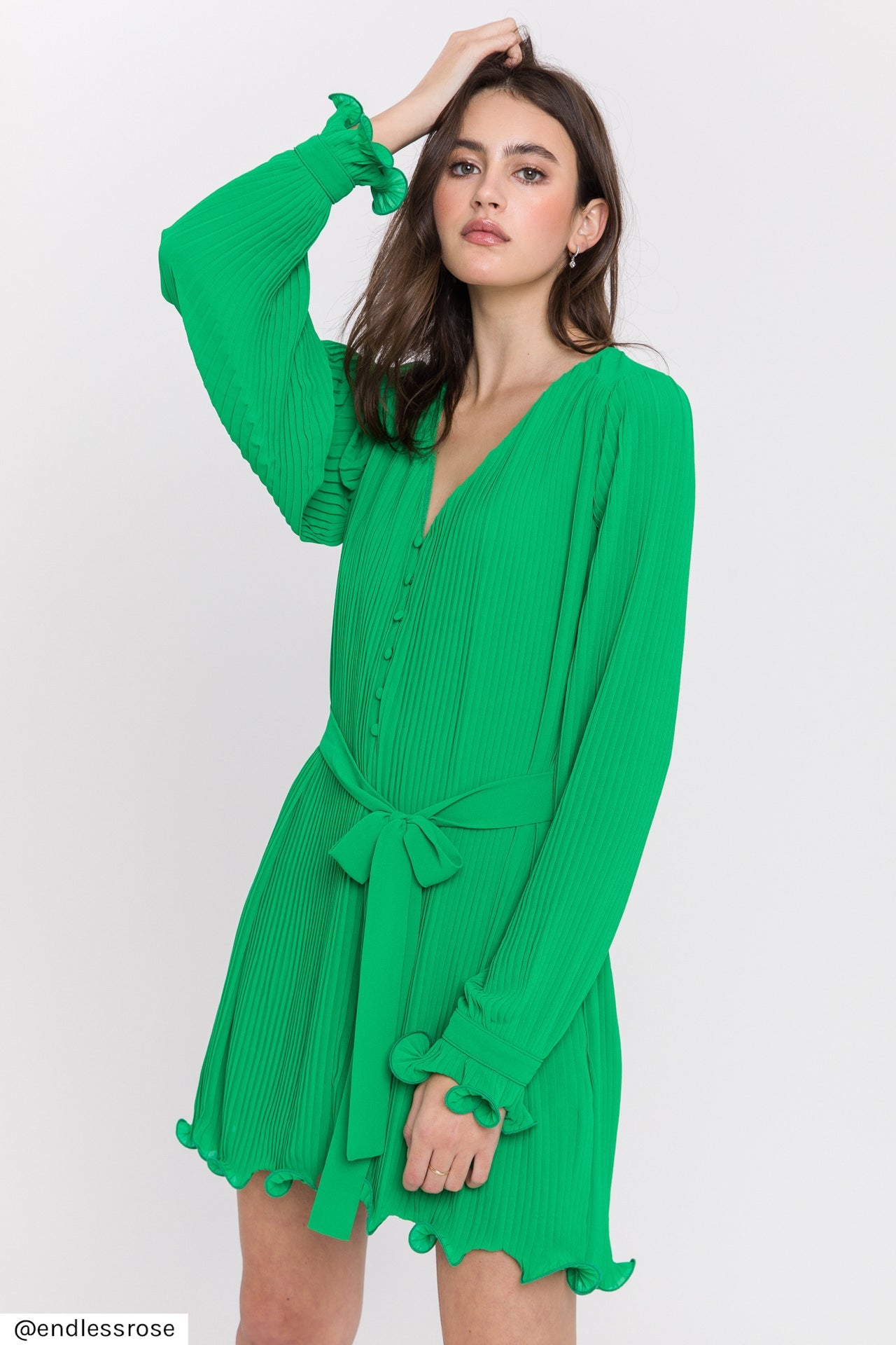 ENDLESS ROSE - Chiffon Pleated Mini Dress - DRESSES available at Objectrare