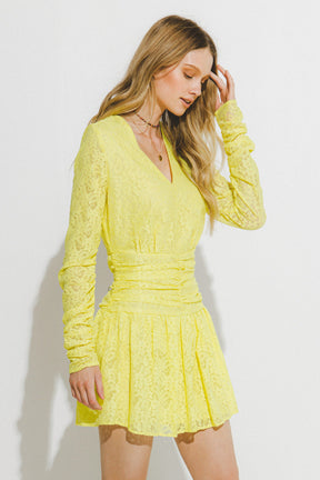 ENDLESS ROSE - Lace V-Neckline Mini Dress - DRESSES available at Objectrare
