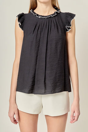 ENGLISH FACTORY - Contrast Stitch Sleeveless Top - TOPS available at Objectrare