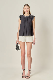 ENGLISH FACTORY - Contrast Stitch Sleeveless Top - TOPS available at Objectrare