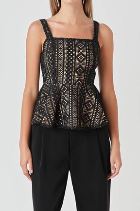 ENDLESS ROSE - Lace Peplum Top - TOPS available at Objectrare