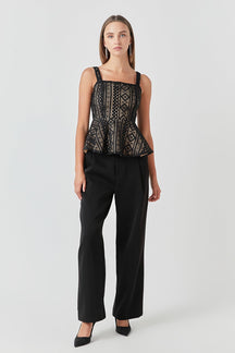 ENDLESS ROSE - Lace Peplum Top - TOPS available at Objectrare