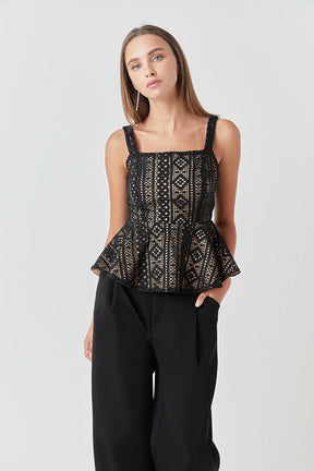 ENDLESS ROSE - Lace Peplum Top - TOPS available at Objectrare