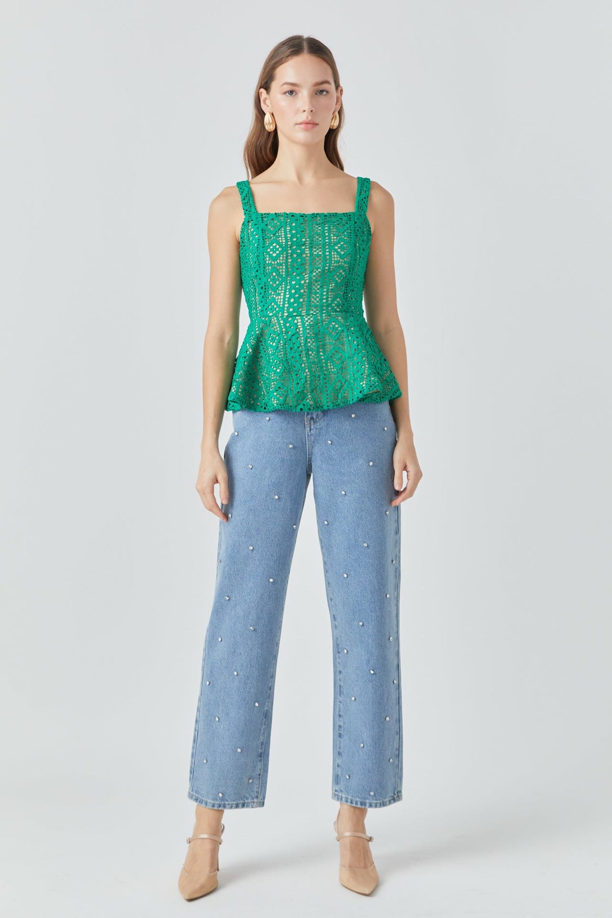 Lace Peplum Top