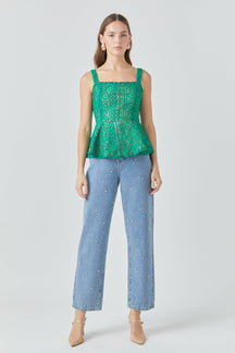 ENDLESS ROSE - Lace Peplum Top - TOPS available at Objectrare
