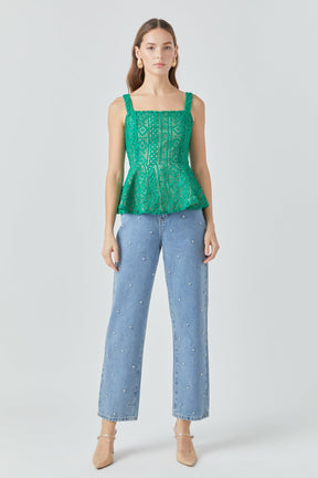 ENDLESS ROSE - Lace Peplum Top - TOPS available at Objectrare