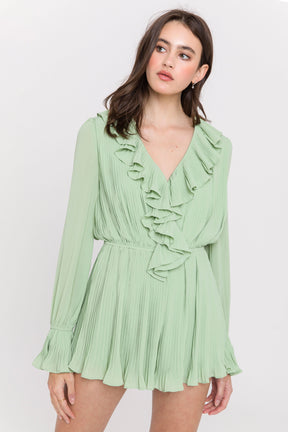 ENDLESS ROSE - Ruffled V-neck Romper - ROMPERS available at Objectrare