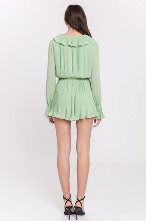 ENDLESS ROSE - Ruffled V-neck Romper - ROMPERS available at Objectrare