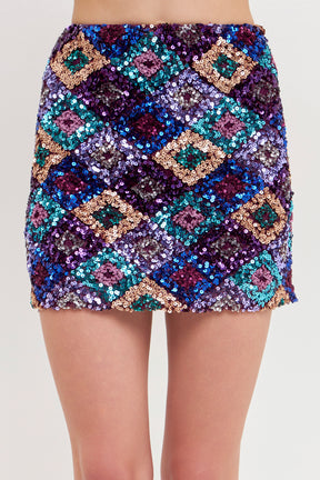 Multi Sequin Mini Skirt