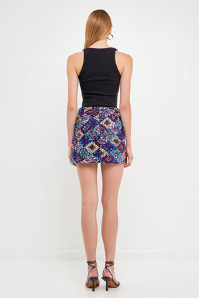 Multi Sequin Mini Skirt