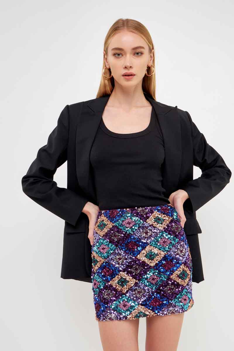 Multi Sequin Mini Skirt