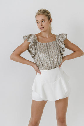 ENDLESS ROSE - Python Sequin Babydoll Top - TOPS available at Objectrare