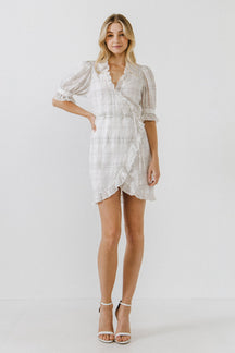 ENDLESS ROSE - Check Print Linen Wrap Dress - DRESSES available at Objectrare