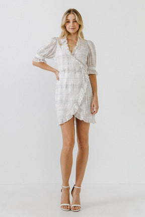 ENDLESS ROSE - Check Print Linen Wrap Dress - DRESSES available at Objectrare