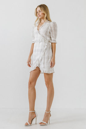 ENDLESS ROSE - Check Print Linen Wrap Dress - DRESSES available at Objectrare
