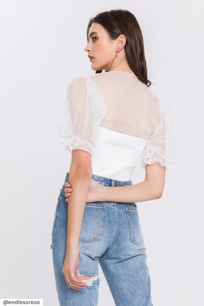 ENDLESS ROSE - Mesh Combo Knit Top - SWEATERS & KNITS available at Objectrare