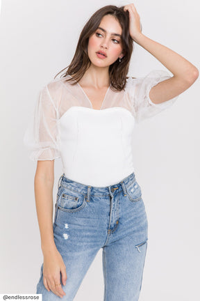 ENDLESS ROSE - Mesh Combo Knit Top - SWEATERS & KNITS available at Objectrare