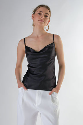 ENDLESS ROSE - Endless Rose - Satin Cowl Neck Top - Final Sale - TOPS available at Objectrare