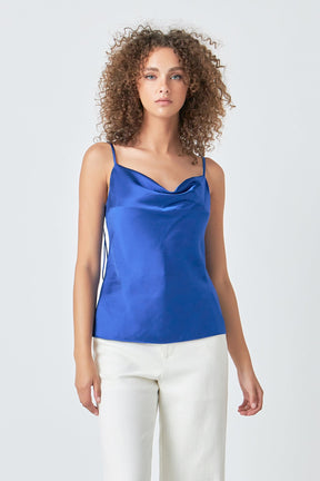 ENDLESS ROSE - Satin Cowl Neck Top - TOPS available at Objectrare