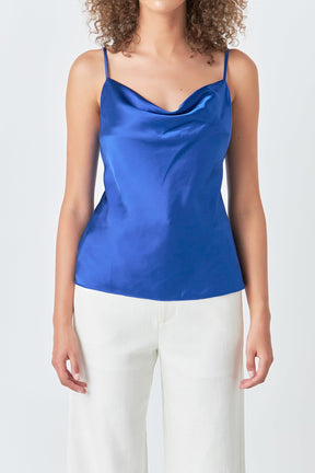 ENDLESS ROSE - Satin Cowl Neck Top - TOPS available at Objectrare