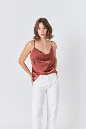 ENDLESS ROSE - Endless Rose - Satin Cowl Neck Top - TOPS available at Objectrare