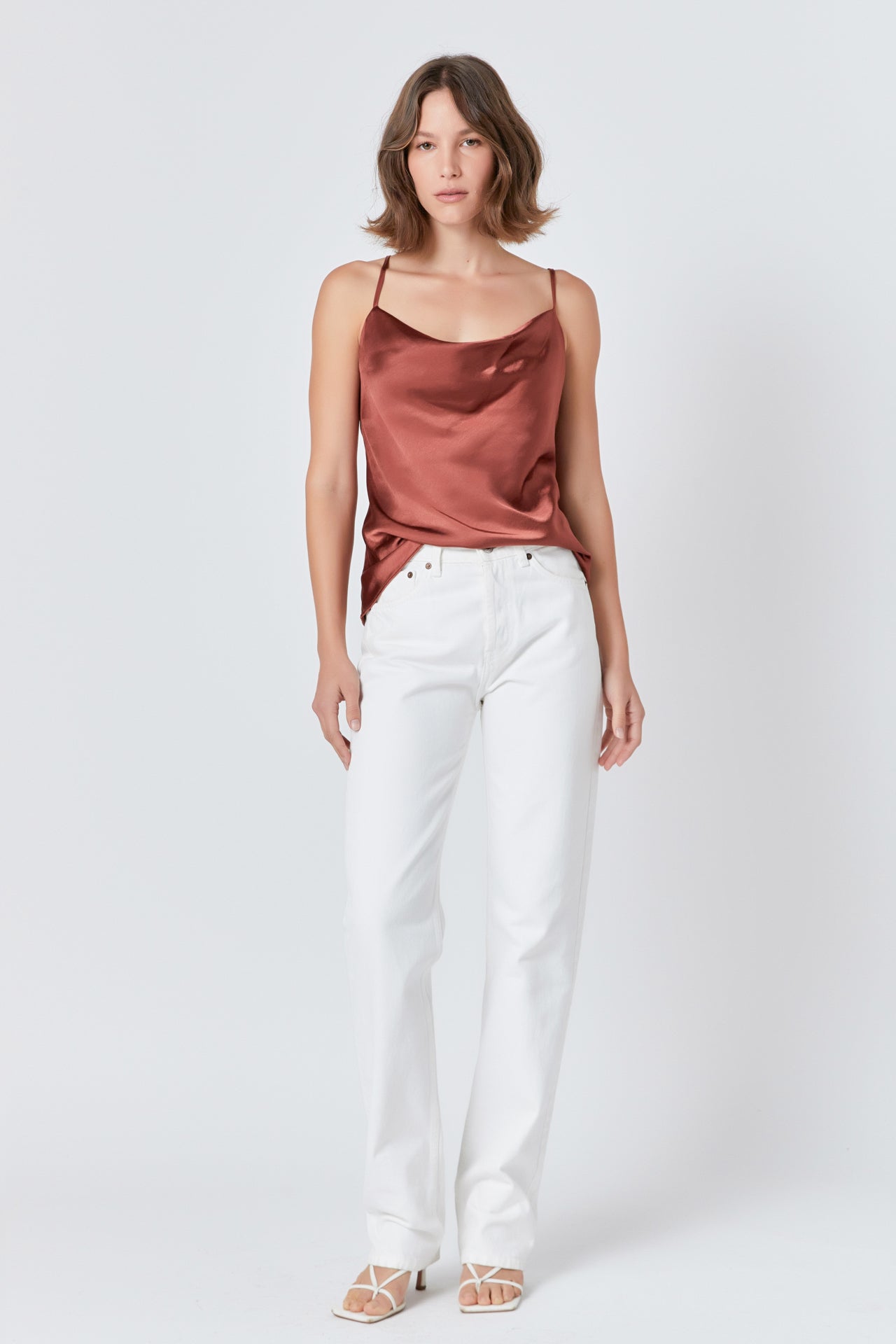 ENDLESS ROSE - Satin Cowl Neck Top - TOPS available at Objectrare