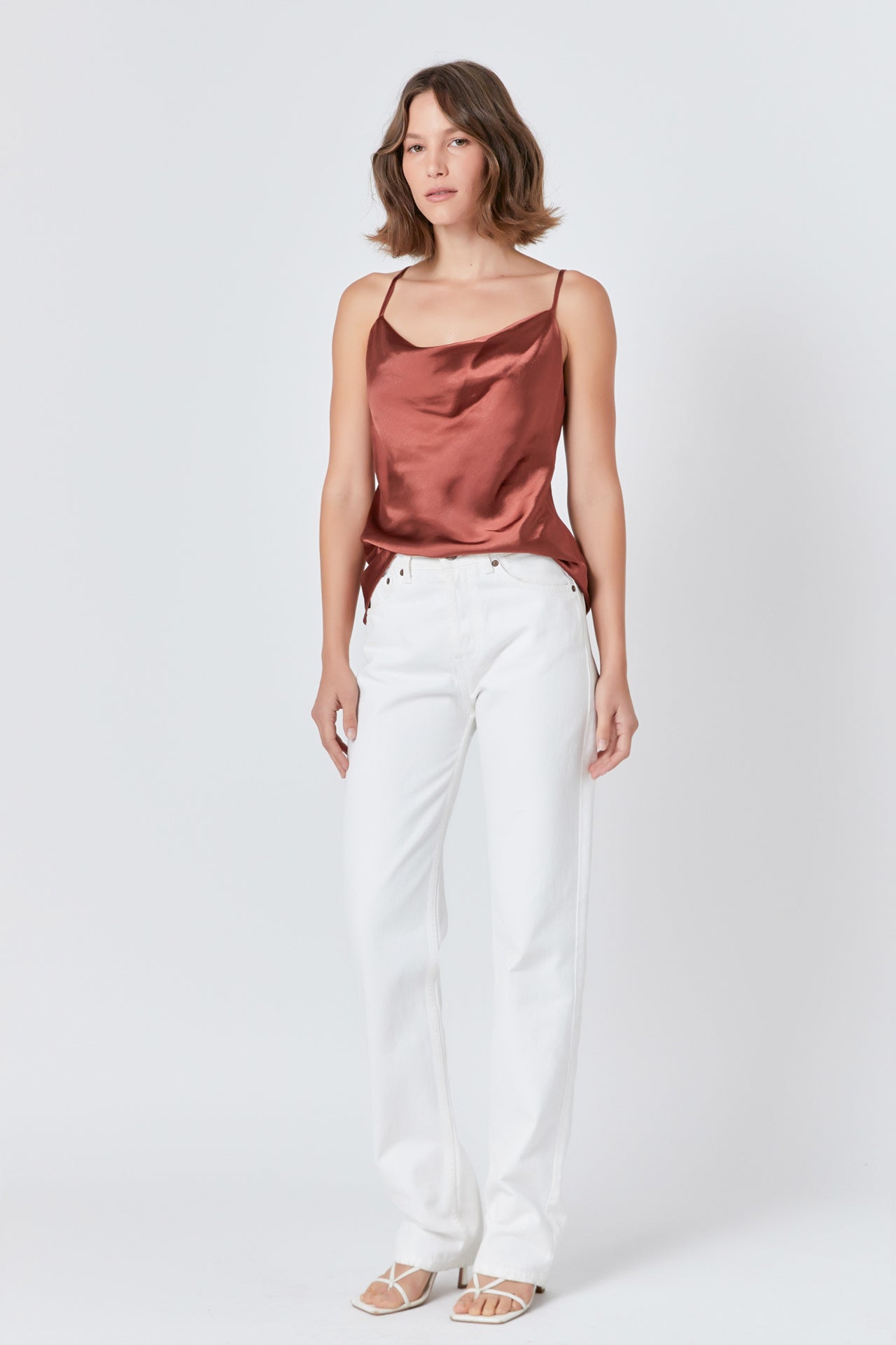 ENDLESS ROSE - Satin Cowl Neck Top - TOPS available at Objectrare