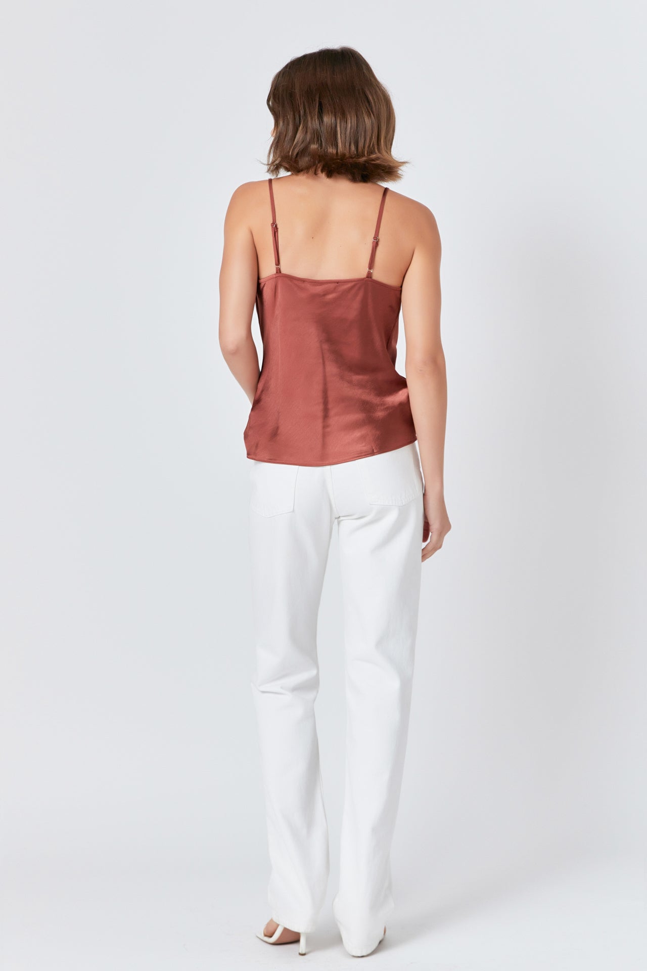 ENDLESS ROSE - Satin Cowl Neck Top - TOPS available at Objectrare