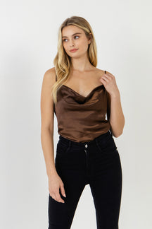 Satin Cowl Neck Top