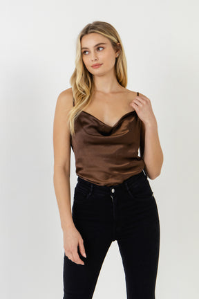 Satin Cowl Neck Top