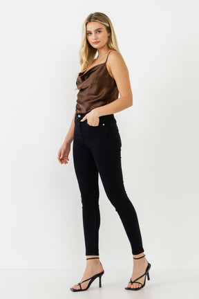Satin Cowl Neck Top