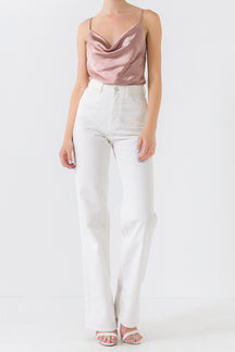 Satin Cowl Neck Top