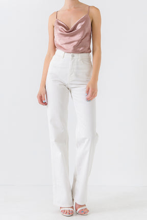 Satin Cowl Neck Top