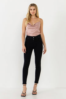 ENDLESS ROSE - Satin Cowl Neck Top - TOPS available at Objectrare