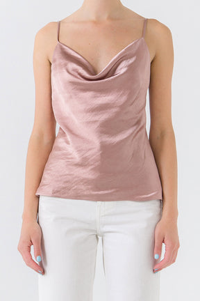 Satin Cowl Neck Top
