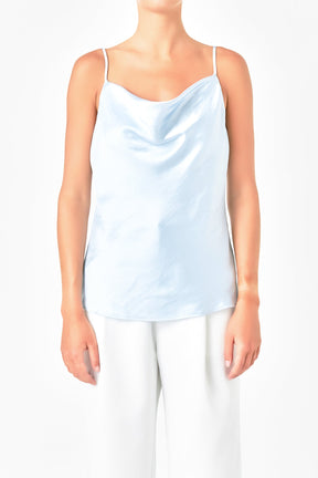ENDLESS ROSE - Satin Cowl Neck Top - TOPS available at Objectrare