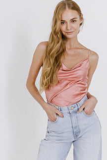 Satin Cowl Neck Top