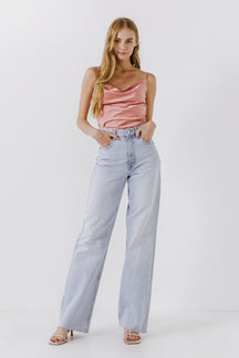 ENDLESS ROSE - Satin Cowl Neck Top - TOPS available at Objectrare