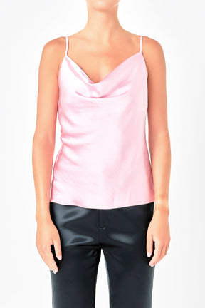 ENDLESS ROSE - Satin Cowl Neck Top - TOPS available at Objectrare