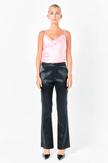 ENDLESS ROSE - Satin Cowl Neck Top - TOPS available at Objectrare