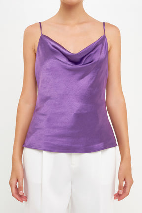 Satin Cowl Neck Top