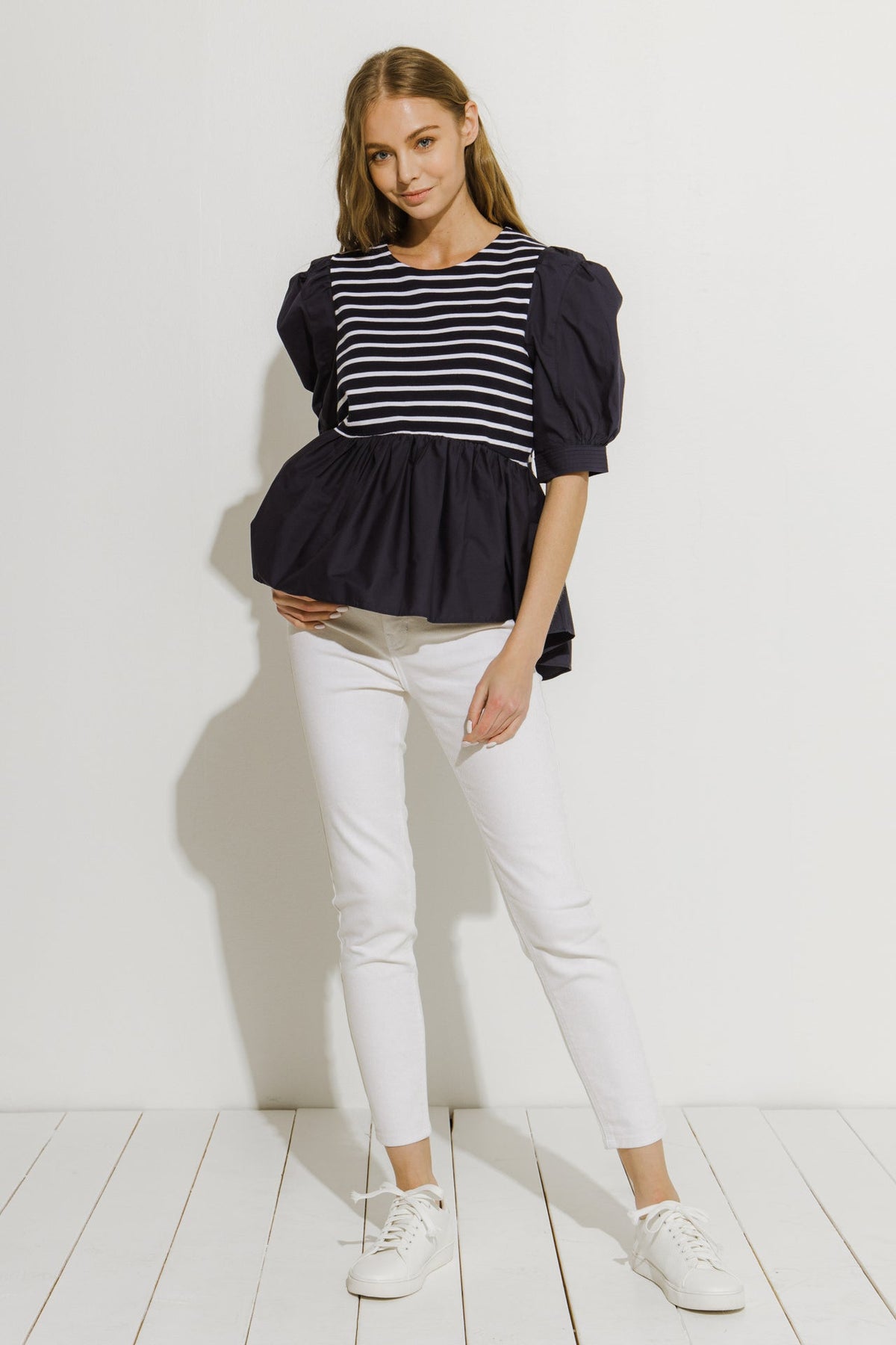 ENGLISH FACTORY - Knit With Poplin Mixed Top - TOPS available at Objectrare