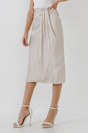 ENDLESS ROSE - Metallic Effect Midi Skirt - SKIRTS available at Objectrare