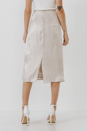 ENDLESS ROSE - Metallic Effect Midi Skirt - SKIRTS available at Objectrare