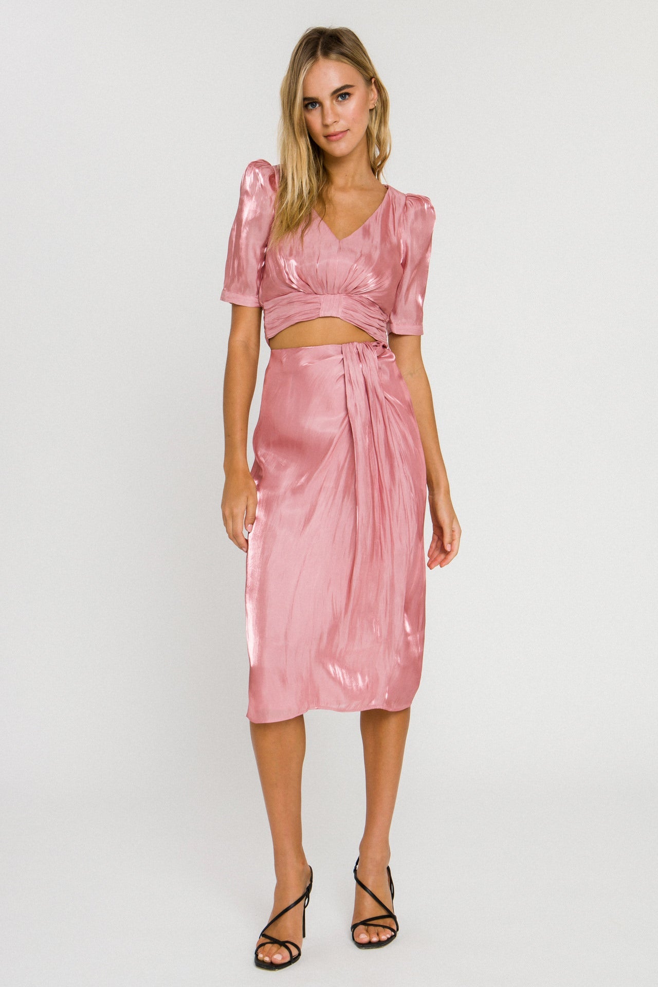 ENDLESS ROSE - Metallic Effect Midi Skirt - SKIRTS available at Objectrare