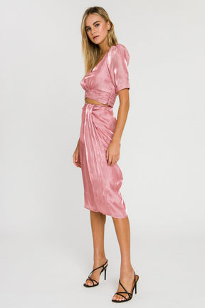 ENDLESS ROSE - Metallic Effect Midi Skirt - SKIRTS available at Objectrare