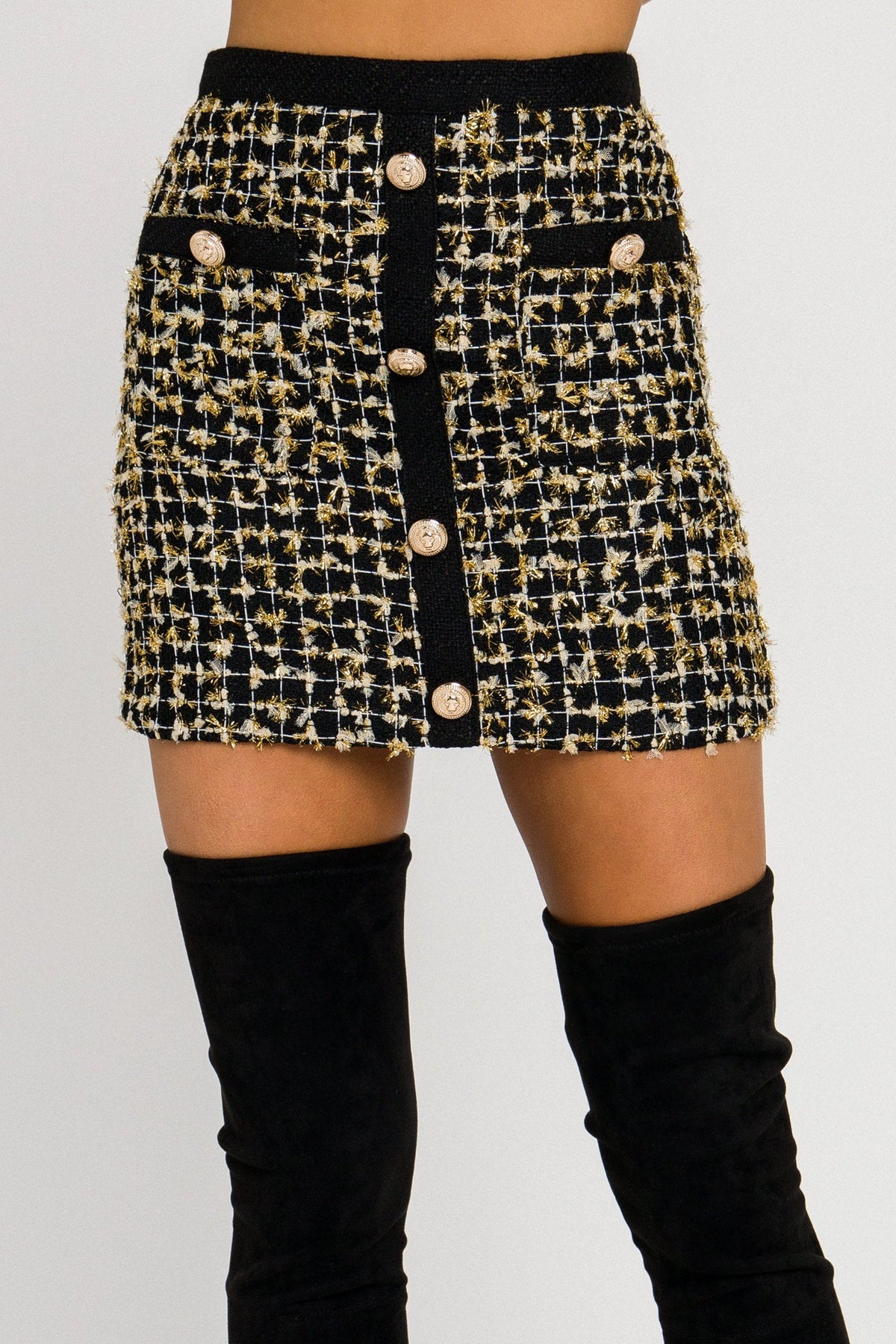 ENDLESS ROSE - Endless Rose - Metallic Tweed Mini Skirt - SKIRTS available at Objectrare