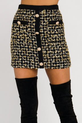 ENDLESS ROSE - Metallic Tweed Mini Skirt - SKIRTS available at Objectrare