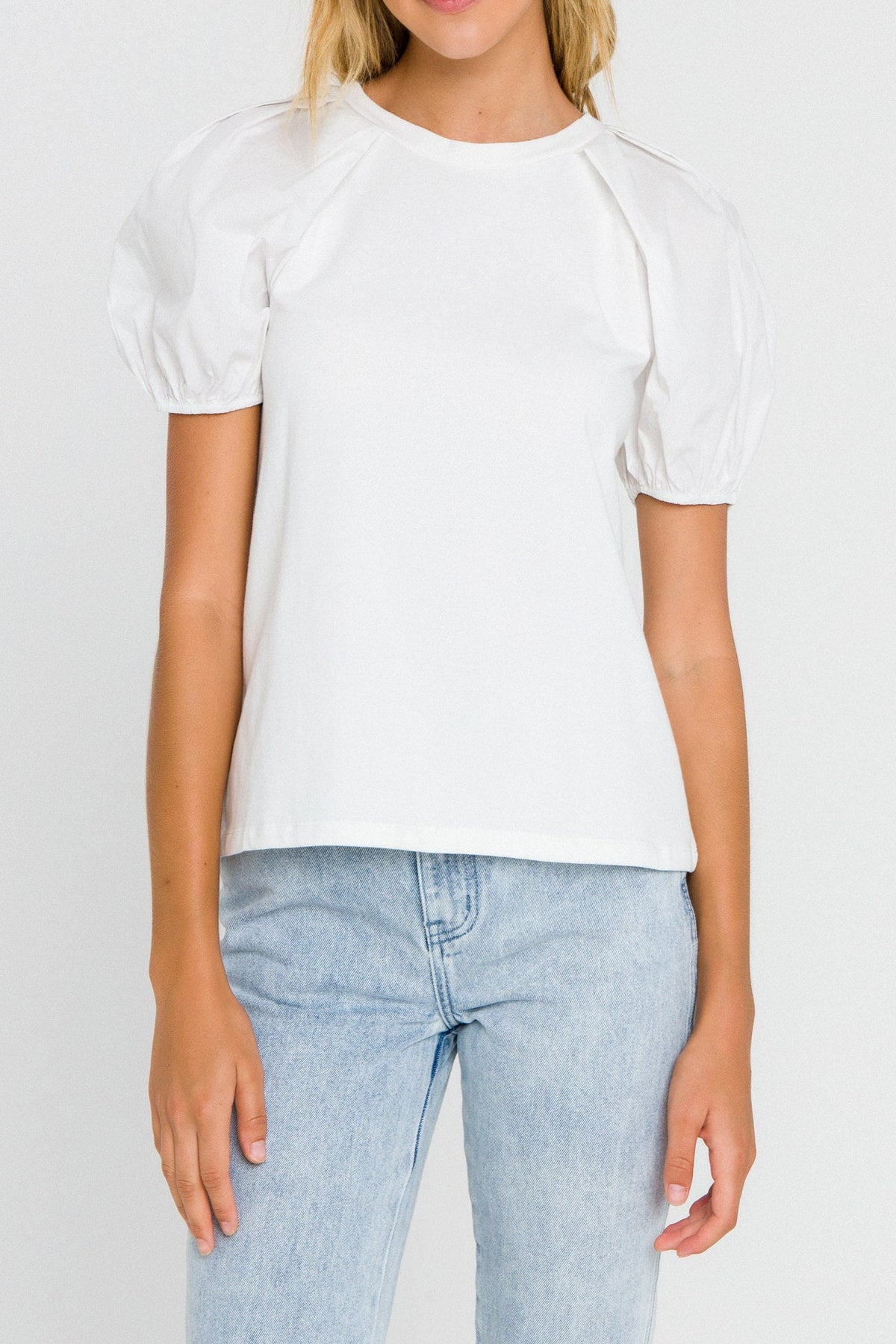 Women Knit Puff Sleeve Shirt